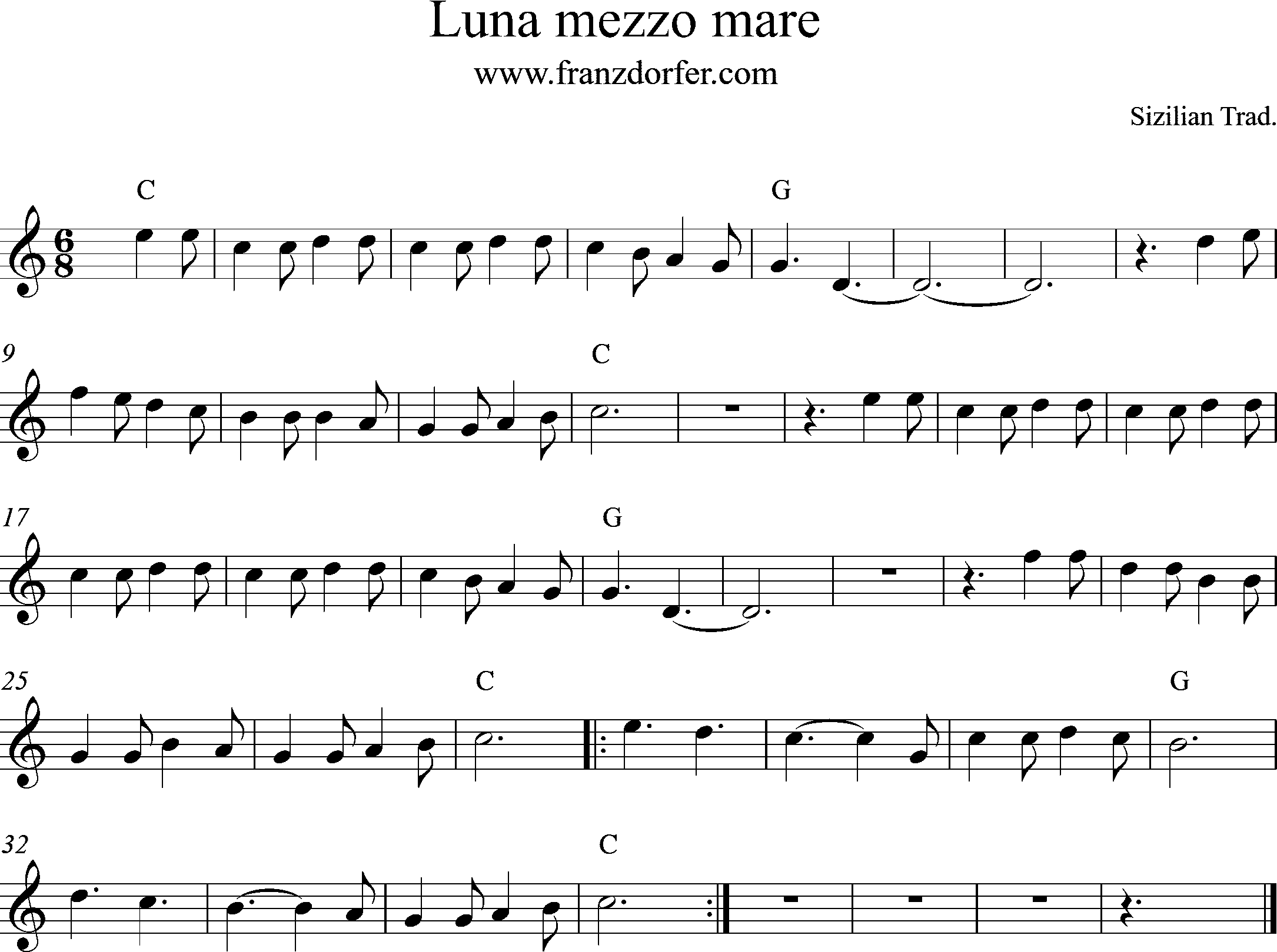 Sheetmusic La Luna Mezzo Mare